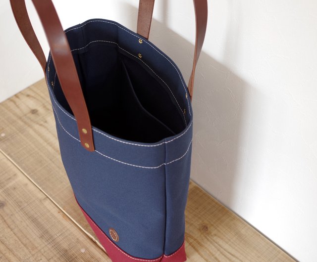 バッグ Workers Leather Handle Tote Bag Navy Leather Handle Tote Bag, Navy Canvas | WORKERS