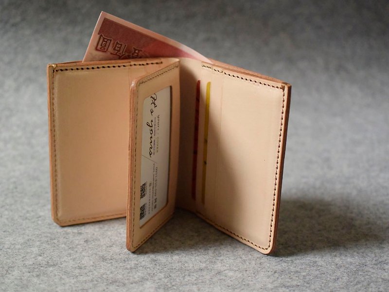 7 cards + ID pocket + large inner pocket straight leather short clip - กระเป๋าสตางค์ - หนังแท้ 