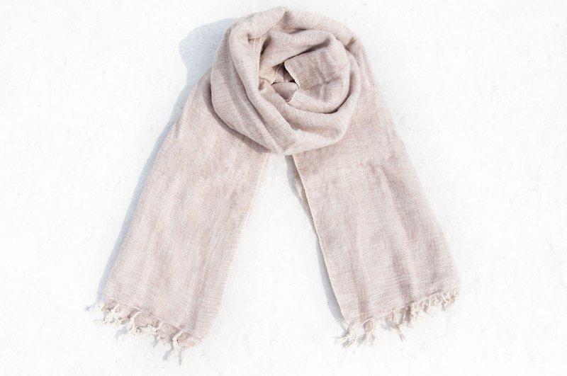 Pure wool shawl / knit scarf / knitted shawl / blanket / pure wool scarf / wool shawl - chestnut color - ผ้าพันคอถัก - ขนแกะ สีกากี