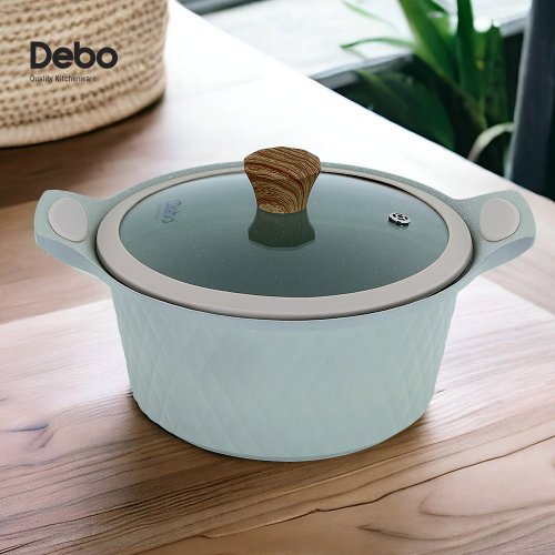 Debo德鉑 德鉑Debo 菱格紋雙耳複底不沾湯鍋 24cm