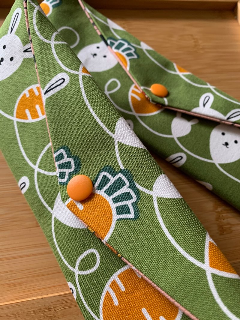 Wenqingfeng environmentally friendly pure cotton chopsticks bag rabbit eating radish fresh green Japanese trendy storage handmade meal - กล่องเก็บของ - ผ้าฝ้าย/ผ้าลินิน สีเขียว