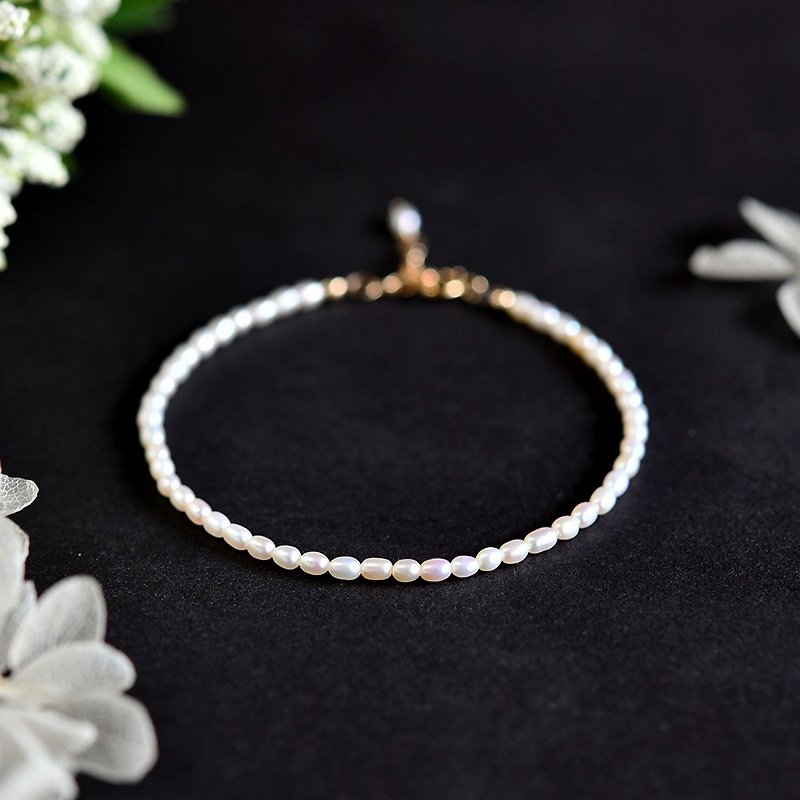良質 ミニプチ淡水パール 真珠 のブレスレット　 重ね付けにも 6月誕生石 - 手鍊/手環 - 其他金屬 白色