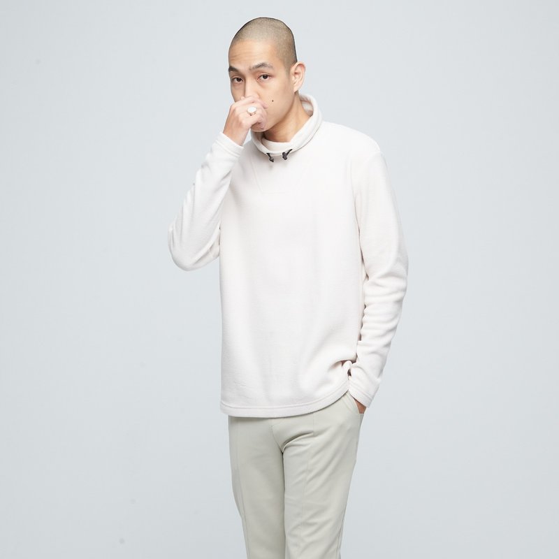 Reboot-High Neck Cut Wide Top (Men)-Birch Wood - Men's T-Shirts & Tops - Polyester White