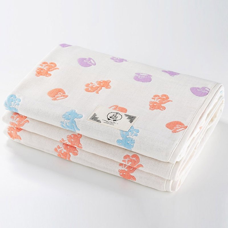 【日本製三河木綿】六重紗布被－糖罐甜蜜熊L號 - 被/毛毯 - 棉．麻 