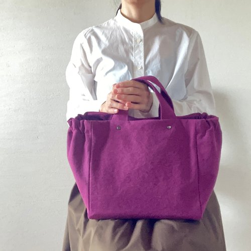 美しい 仕切り付き♡8号帆布♡Mサイズ♪ベーシック♡トートバッグ♡紫 