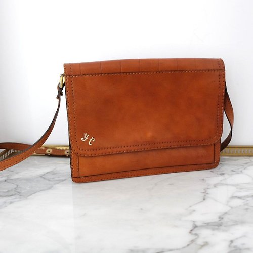 French Vintage Brown Leather Bag - Shop At Granny's Messenger Bags & Sling  Bags - Pinkoi