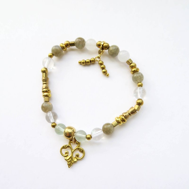 [Simple and spiritual retro small objects] Fluorescent Moon Moonlight brass retro flower bracelet gift - สร้อยข้อมือ - เครื่องเพชรพลอย สีทอง