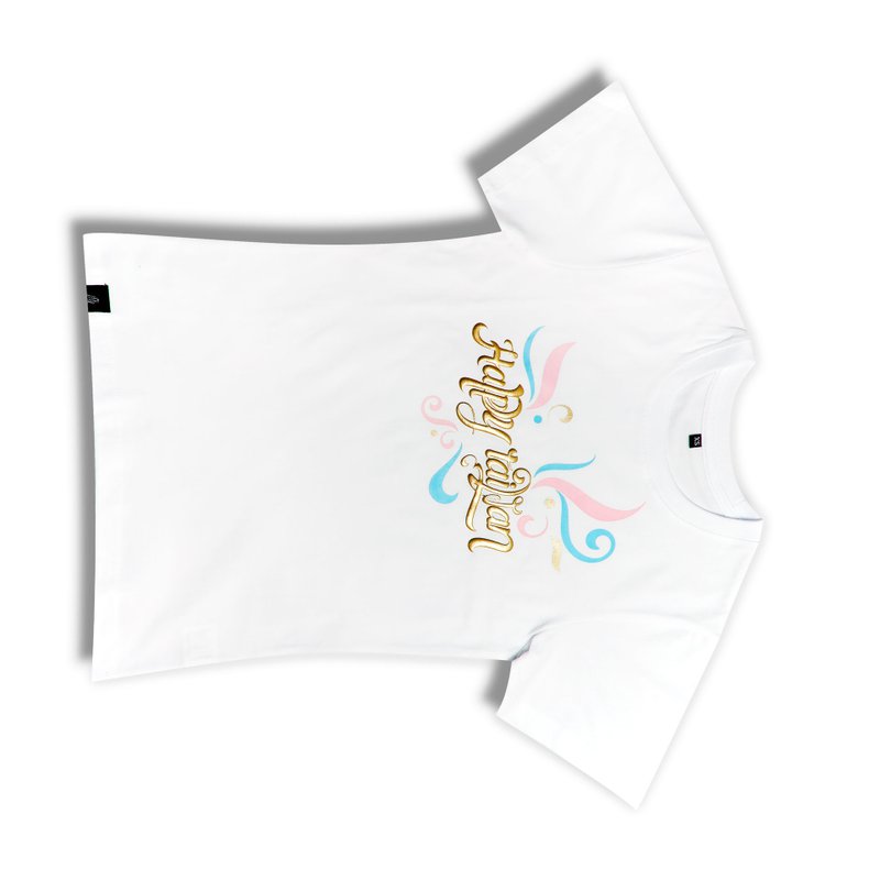 Taiwan flip text│Happy Taiwan style T-white - เสื้อฮู้ด - ผ้าฝ้าย/ผ้าลินิน ขาว