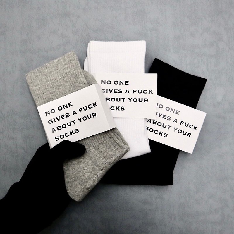 Keepsmiling keep smiling socks group black and white gray Taiwan stockings mid-tube socks calf - Other - Cotton & Hemp White