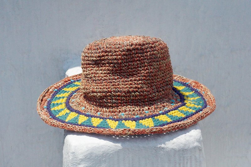 メキシカンスタイルの三角形の幾何学 - クリスマスは手織りコットンキャップ/ニットキャップ/帽子/バイザー/帽子/日帽子の限定版を提示します - 帽子 - コットン・麻 多色