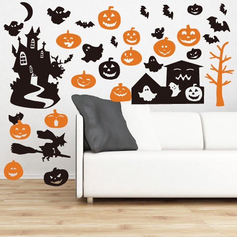 Smart Design Seamless wall stickers creative Halloween ◆ Bulk (original price 747) - ตกแต่งผนัง - กระดาษ สีส้ม