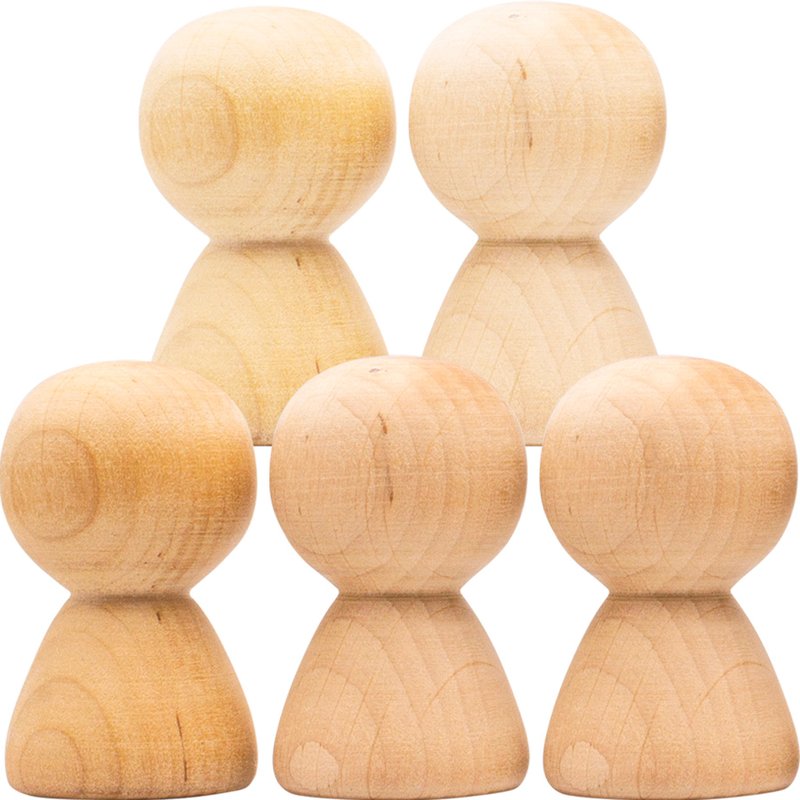 Wooden Peg Dolls 2'' Set 5 pcs - Peg People Unfinished - DIY Wooden Dolls - 木工/竹藝/紙雕 - 木頭 