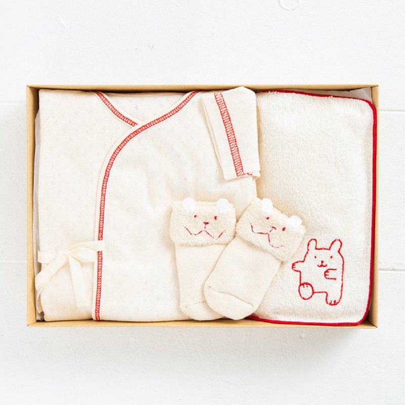 [Pinkoi store only] Gift set OTG-4 100% organic cotton short underwear pile socks mini towel 3-piece set Made in Japan - ของขวัญวันครบรอบ - ผ้าฝ้าย/ผ้าลินิน ขาว