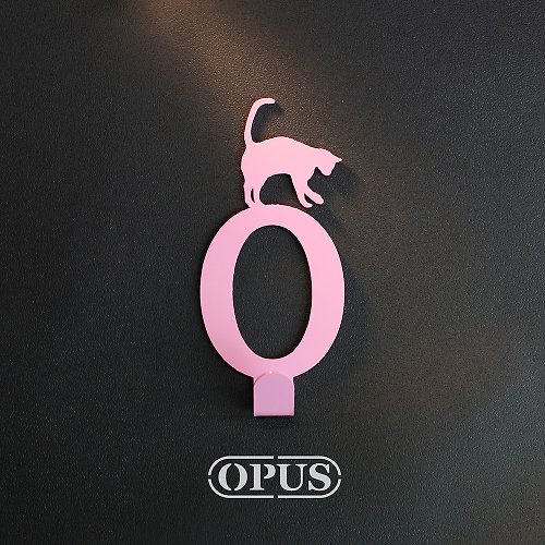 OPUS 東齊金工 【OPUS東齊金工】當貓咪遇上字母O - 掛勾(粉紅)/造型掛鉤/無痕