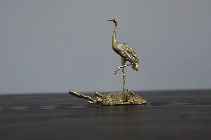 [Xishan] Micro landscape of Bronze crane incense holder - ของวางตกแต่ง - ทองแดงทองเหลือง 