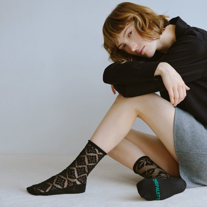 ノワールミドル デコ・NM_deco / organic cotton  /socks - 襪子 - 棉．麻 紫色