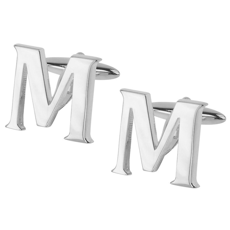 Initial Alphabet M Cufflinks - Cuff Links - Other Metals Silver