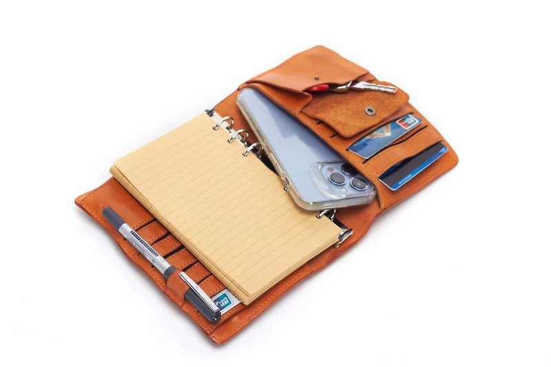 Handmade diary handbook custom retro notepad vegetable tanned leather cowhide travel note binder - สมุดบันทึก/สมุดปฏิทิน - หนังแท้ 
