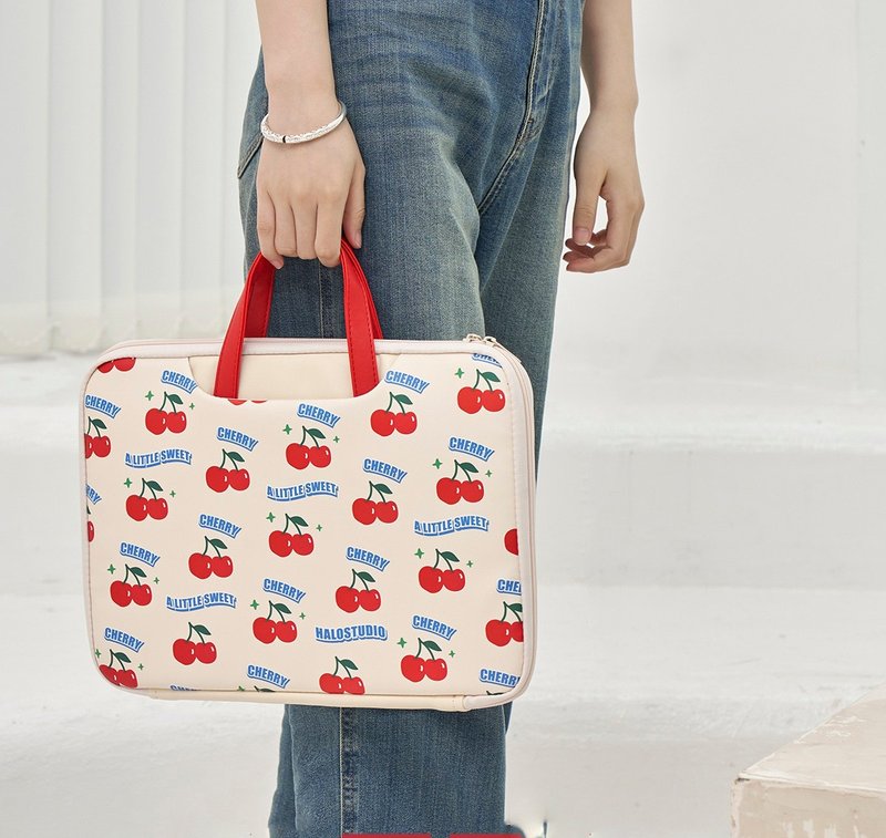 Cherry illustration laptop bag computer bag handbag computer protection - กระเป๋าแล็ปท็อป - หนังเทียม 