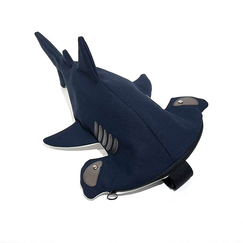 Design No.HS117c - 【Midnight Blue】Hammerhead Shark Shoulder Bags#M - กระเป๋าแมสเซนเจอร์ - ผ้าฝ้าย/ผ้าลินิน สีน้ำเงิน