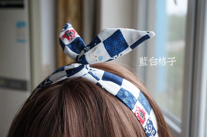 Japanese style and wind with rabbit ear headdress - เครื่องประดับผม - ผ้าฝ้าย/ผ้าลินิน หลากหลายสี