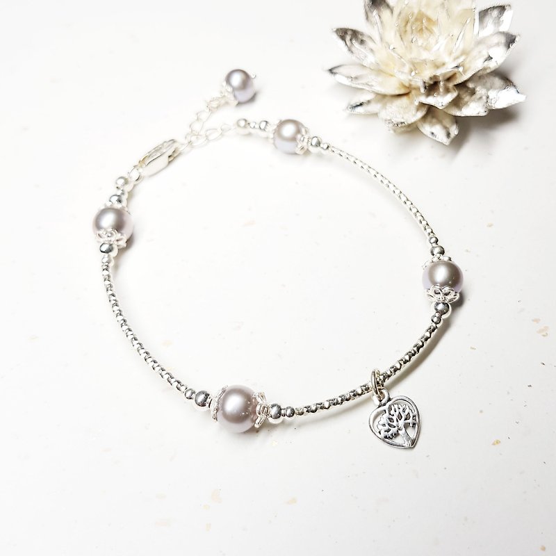 Love Tree Series~Natural Gray Pearl Sterling Silver Bracelet Gray Pearl - สร้อยข้อมือ - เครื่องเพชรพลอย สีเงิน