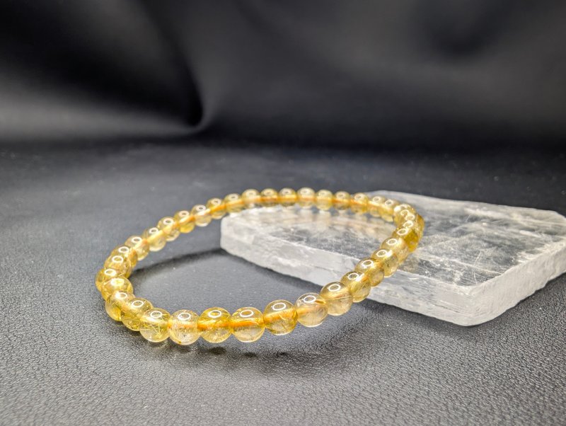 金髮晶 水晶 巴西 5mm 手串 天然水晶 金 髮晶 - 手鍊/手環 - 水晶 