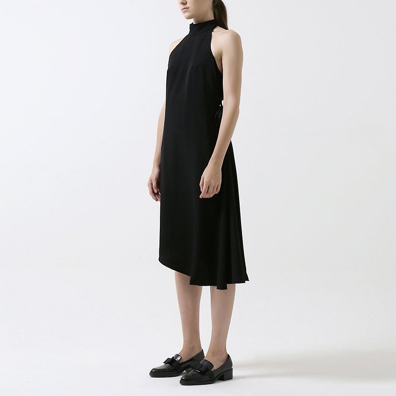 露背不规则连身裙夏 - 洋裝/連身裙 - 聚酯纖維 黑色
