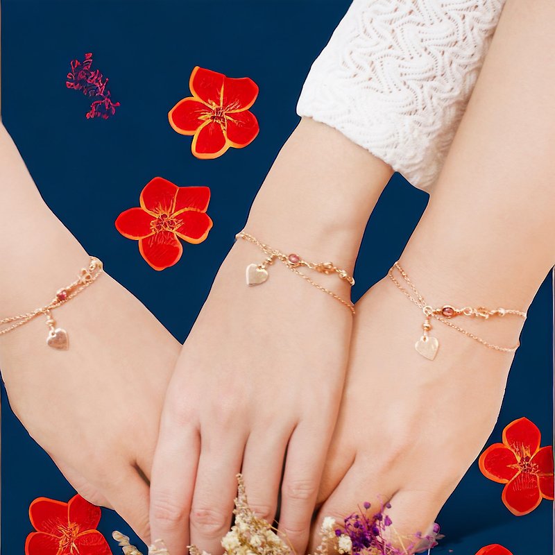 New Year's gift*Rose Strawberry Crystal Sweet Love Bracelet*Bridesmaid Bracelet - สร้อยข้อมือ - เครื่องเพชรพลอย 