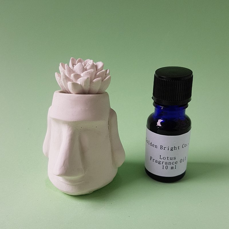 Moai and Lotus Diatomaceous earth Aroma / Scent Diffuser set - Other - Other Materials White