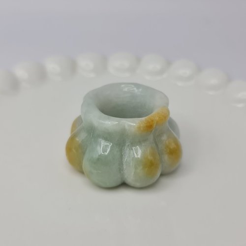 緣圓翡翠 小花盆帶天然黃翡擺件 | 天然緬甸玉A貨翡翠