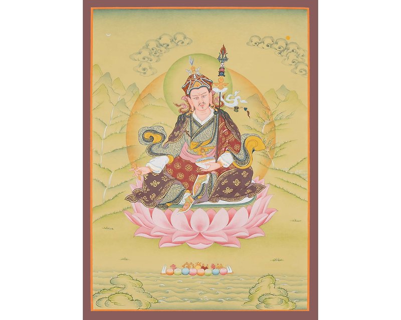 Vibrant Guru Rinpoche Thangka Painting, Handmade painting from Nepal - Wall Décor - Other Materials Multicolor