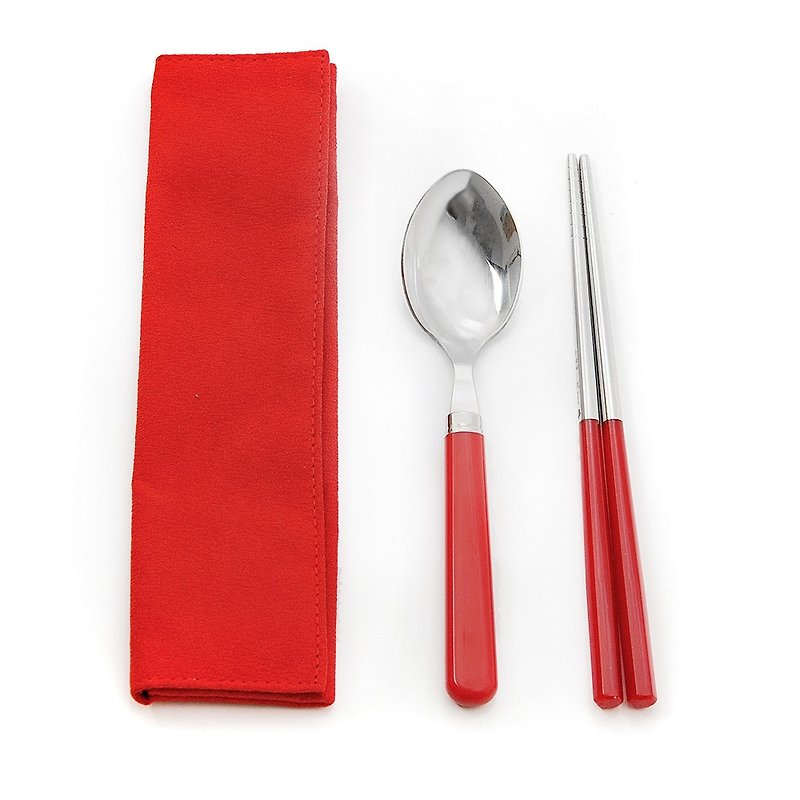 台灣第一筷。討喜餐具組。小件筷匙組 - 餐具/刀叉湯匙 - 其他金屬 紅色