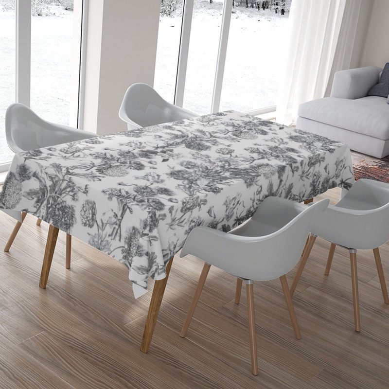 HC printed tablecloth European and American floral version HC7002 black and white printed Victoria flowers - Items for Display - Polyester 