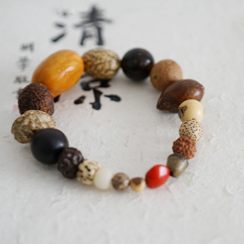 18 hand 钏 VI VISHI original design eighteen Bodhi seed bracelets Donkey Kong phoenix eyes men and women couple beads - Bracelets - Wood 