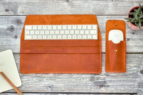 Sunbrilo Personalized Leather SET of cases for Apple Magic Mouse and Magic Keyboard