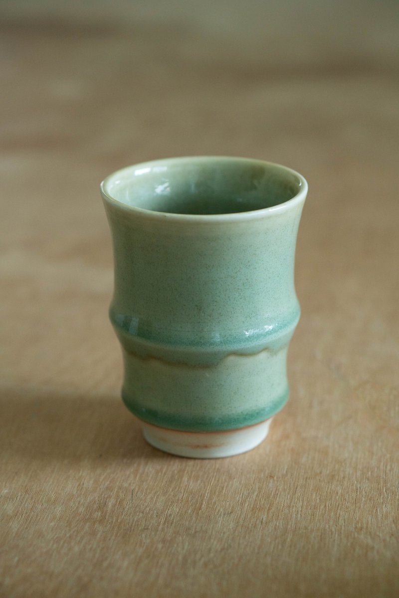 Tall bamboo shaped cup - Cups - Porcelain Green