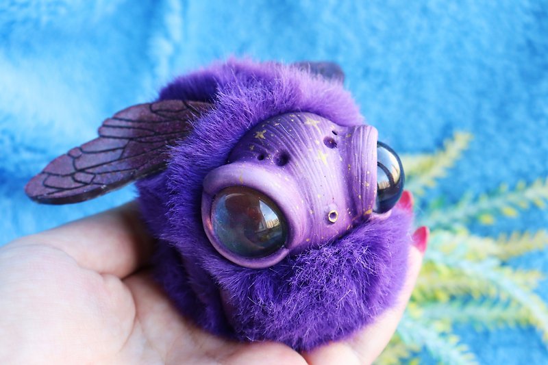 TO ORDER Violet starry with chameleon eyes - Stuffed Dolls & Figurines - Eco-Friendly Materials Purple