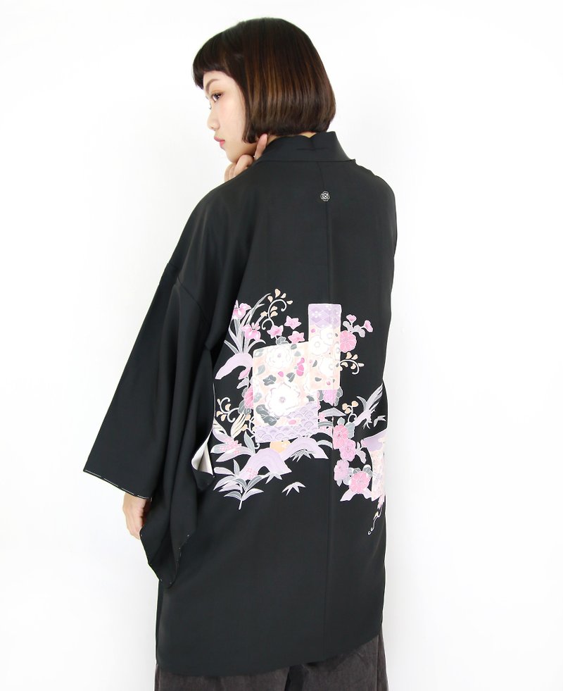 Back to Green :: Japan bring back kimono feather weave pink color box / / men and women can wear / / vintage kimono (KI-101) - Women's Casual & Functional Jackets - Silk 