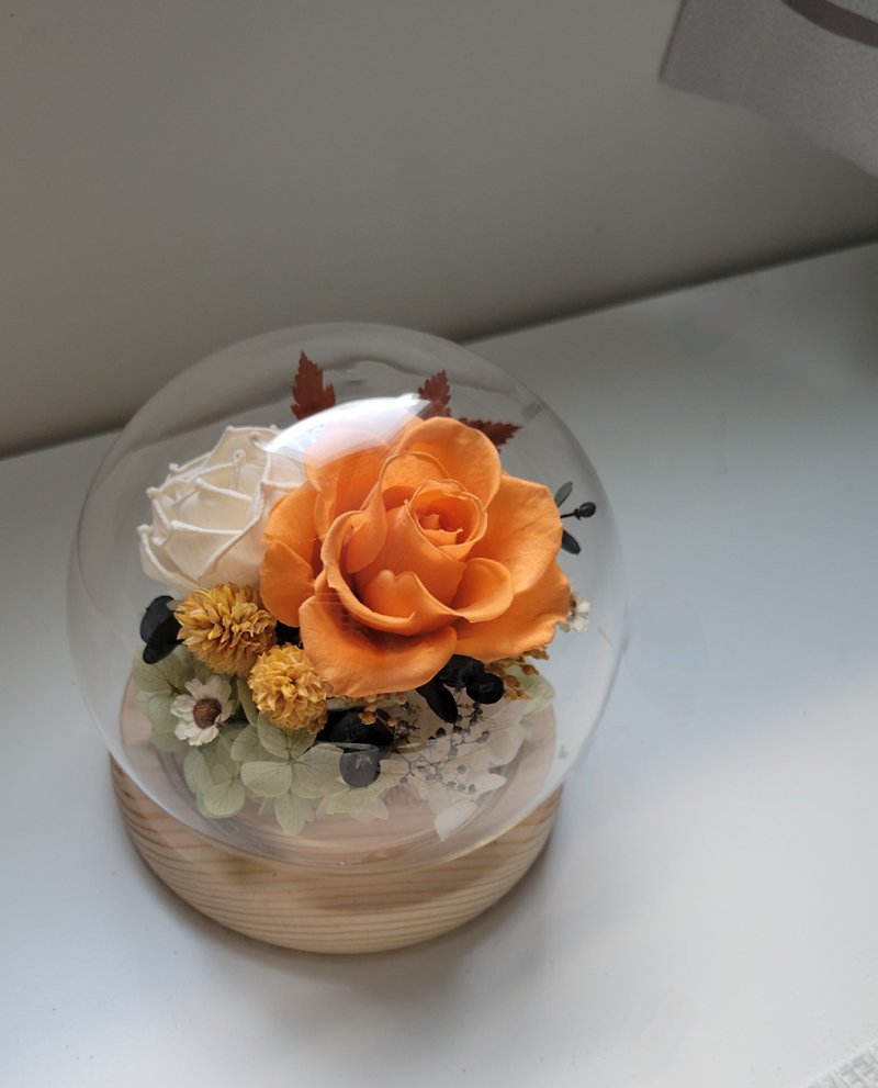 Orange Sunshine Warm and Eternal Life Glass Flower Gift Customized Floral Design Festival/Gift - จัดดอกไม้/ต้นไม้ - พืช/ดอกไม้ สีส้ม