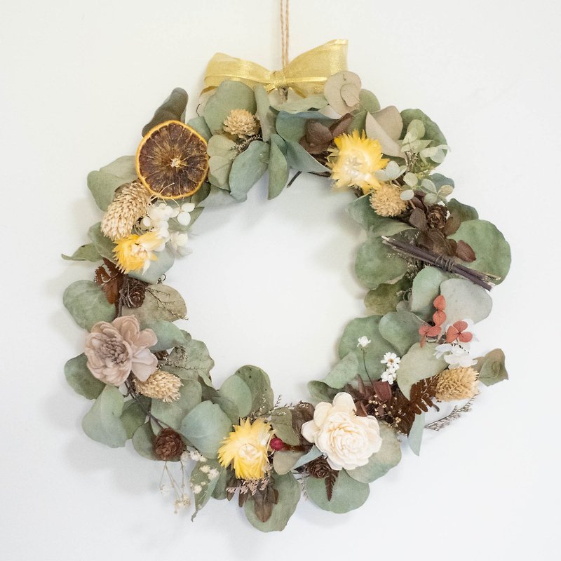 Dry Eucalyptus Large Wreath Home Decoration Hanging Ornament Christmas - Dried Flowers & Bouquets - Plants & Flowers Green