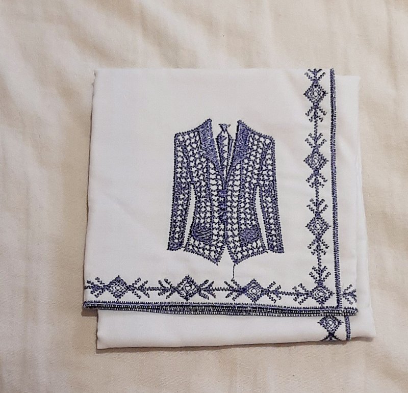 embroidery handkerchief -suit/dust/light blue - Handkerchiefs & Pocket Squares - Polyester 