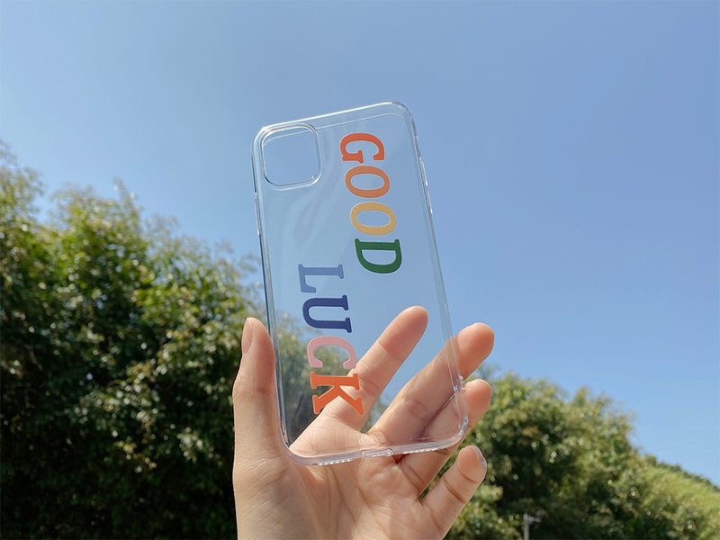 【來圖客製】GOOD LUCK英文手機殼適用於iPhone13 Pro Max mini等 - 手機殼/手機套 - 其他材質 透明