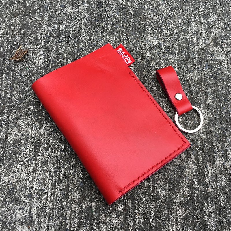 [] U6.JP6 handmade leather handmade / hand sewn leather passport / passport holder - red (for men and women) - อื่นๆ - กระดาษ 
