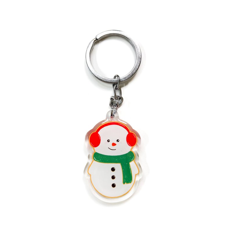 Snowman Acrylic Keychain, Double Sided Epoxy Charm, Kawaii Cute Snowman - 鑰匙圈/鑰匙包 - 壓克力 
