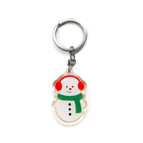 Sixtyeightcolors Snowman Acrylic Keychain, Double Sided Epoxy Charm, Kawaii Cute Snowman
