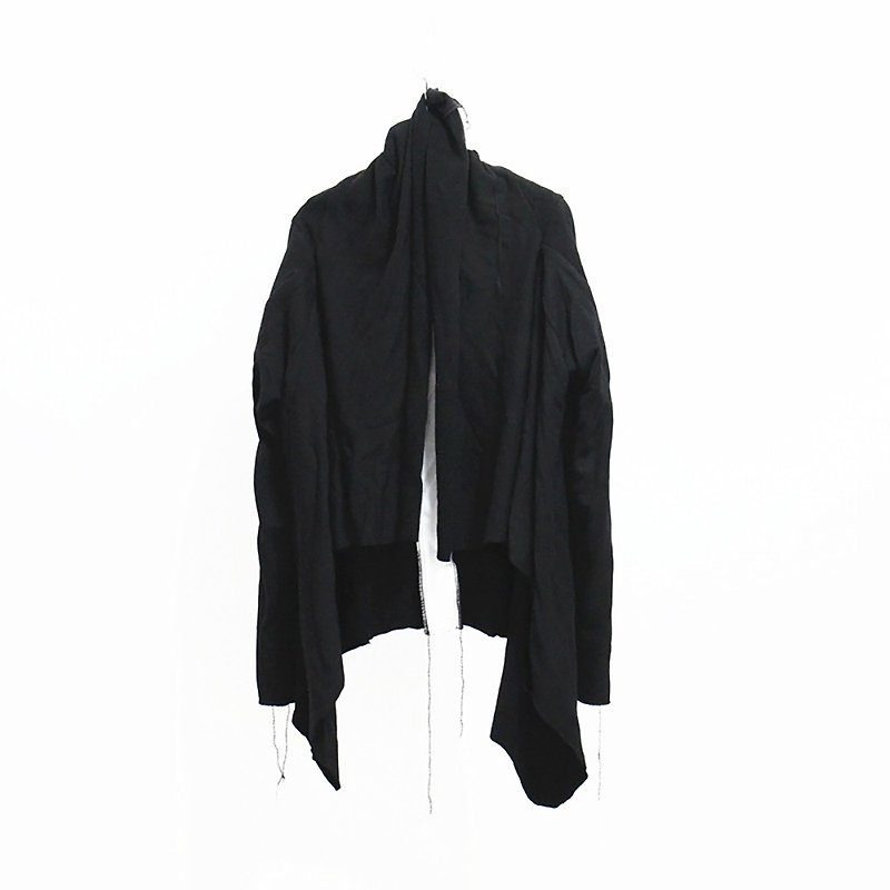 JANWONG Dark Pioneer Cardigan Cloak Unisex Men's and Women's Spring/Summer Jackets Accept Customization - เสื้อโค้ทผู้ชาย - ผ้าฝ้าย/ผ้าลินิน สีดำ