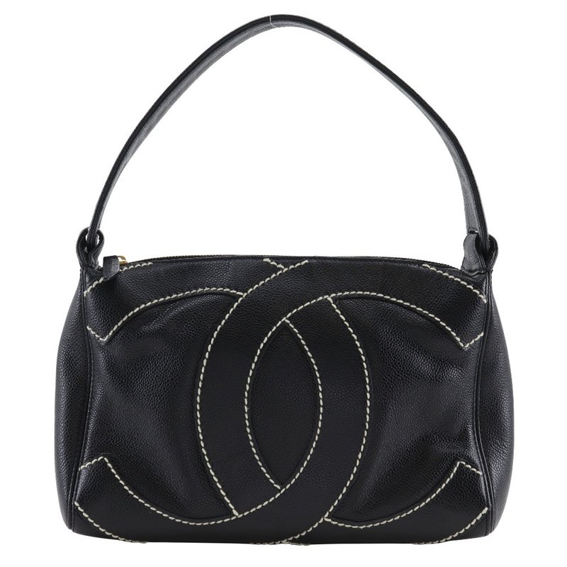 【日本直送】シャネル CHANEL デカココ ワイルドステッチ ショルダーバッグ キャビアスキン 黒 レディース【中古】 - 側背包/斜背包 - 真皮 黑色