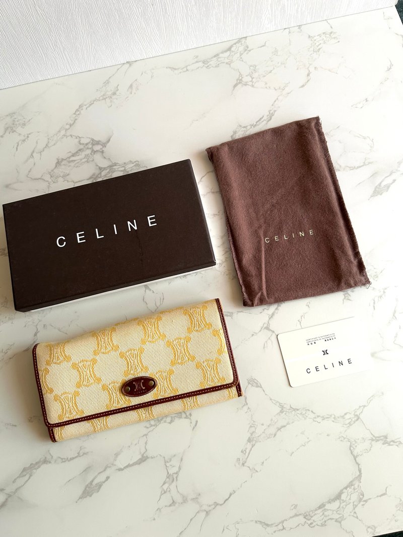 【LA LUNE】Second-hand Vintage CELINE Triomphe Monogram Long Wallet (HK Vintage) - Wallets - Other Materials Brown