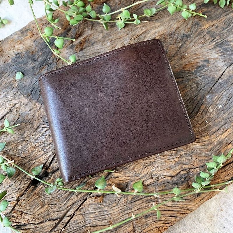 Plain leather wallet clip - กระเป๋าสตางค์ - หนังแท้ สีนำ้ตาล